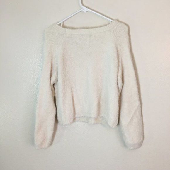 Cotton Emporium Ivory Button Up Eyelash Crop Cozy Sweater Super Soft Size L - Picture 2 of 11